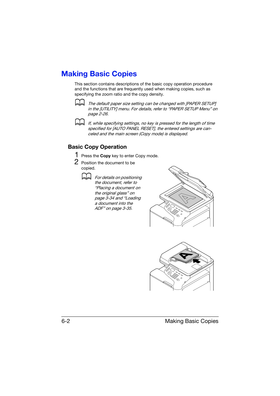 Making basic copies, Basic copy operation, Making basic copies -2 | Basic copy operation -2 | Konica Minolta bizhub C25 User Manual | Page 167 / 341