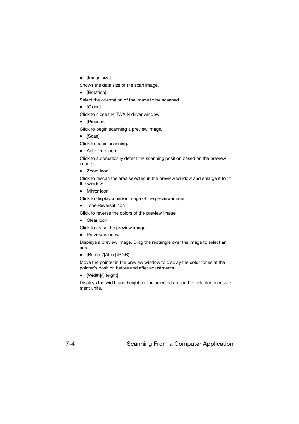 Scanning from a computer application 7-4 | Konica Minolta bizhub C25 User Manual | Page 183 / 341