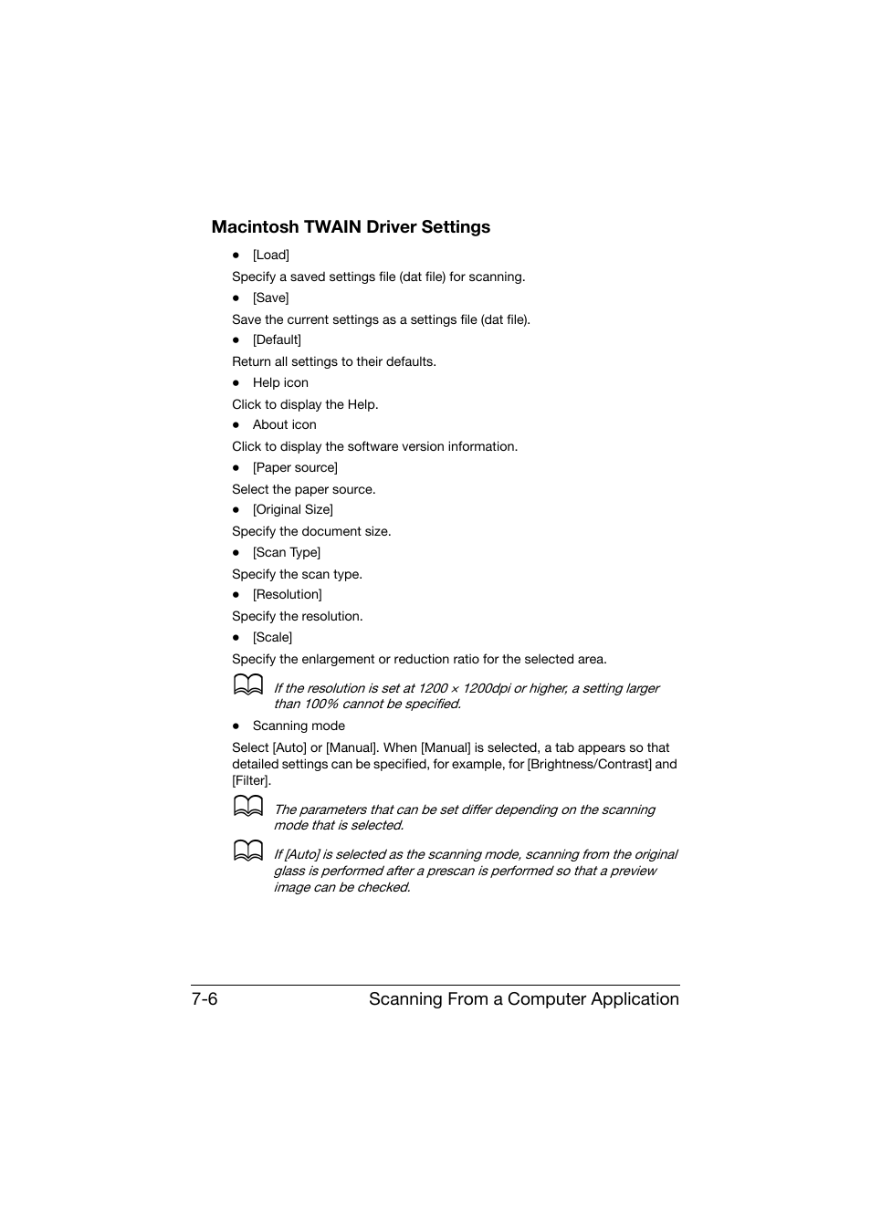 Macintosh twain driver settings, Macintosh twain driver settings -6 | Konica Minolta bizhub C25 User Manual | Page 185 / 341