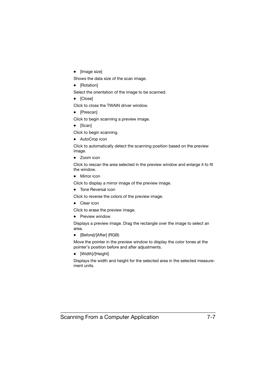 Scanning from a computer application 7-7 | Konica Minolta bizhub C25 User Manual | Page 186 / 341