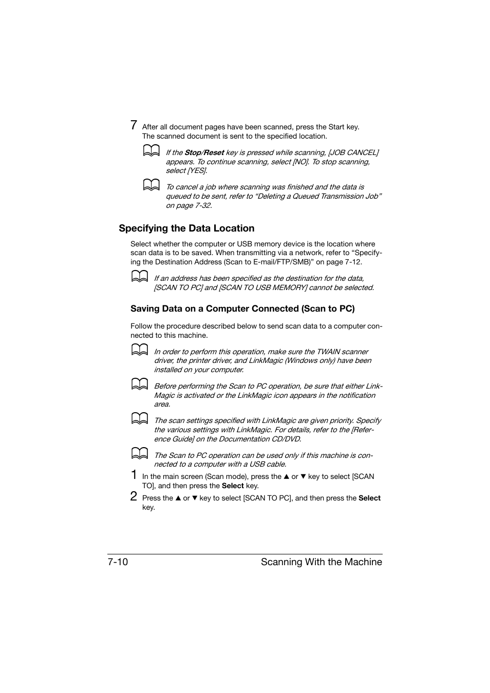 Specifying the data location, Saving data on a computer connected (scan to pc), Specifying the data location -10 | Konica Minolta bizhub C25 User Manual | Page 189 / 341