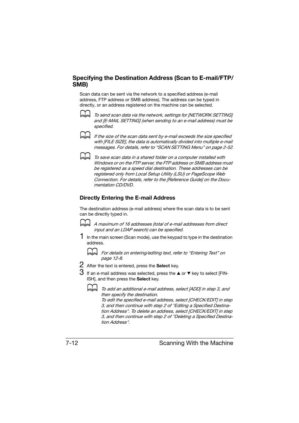 Directly entering the e-mail address, Directly entering the e-mail address -12, Fer to “specifying the destination | Konica Minolta bizhub C25 User Manual | Page 191 / 341