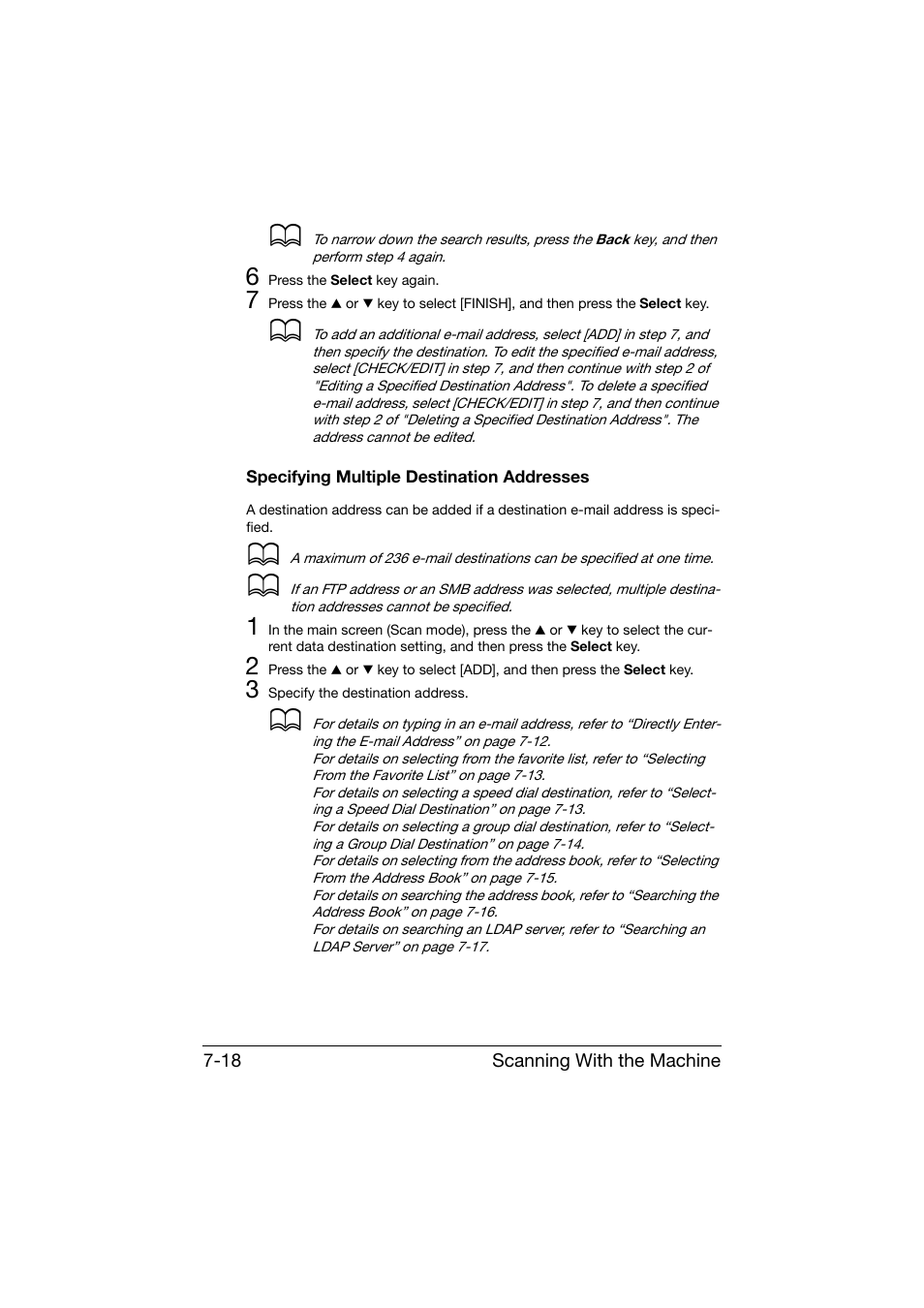 Specifying multiple destination addresses, Specifying multiple destination addresses -18 | Konica Minolta bizhub C25 User Manual | Page 197 / 341