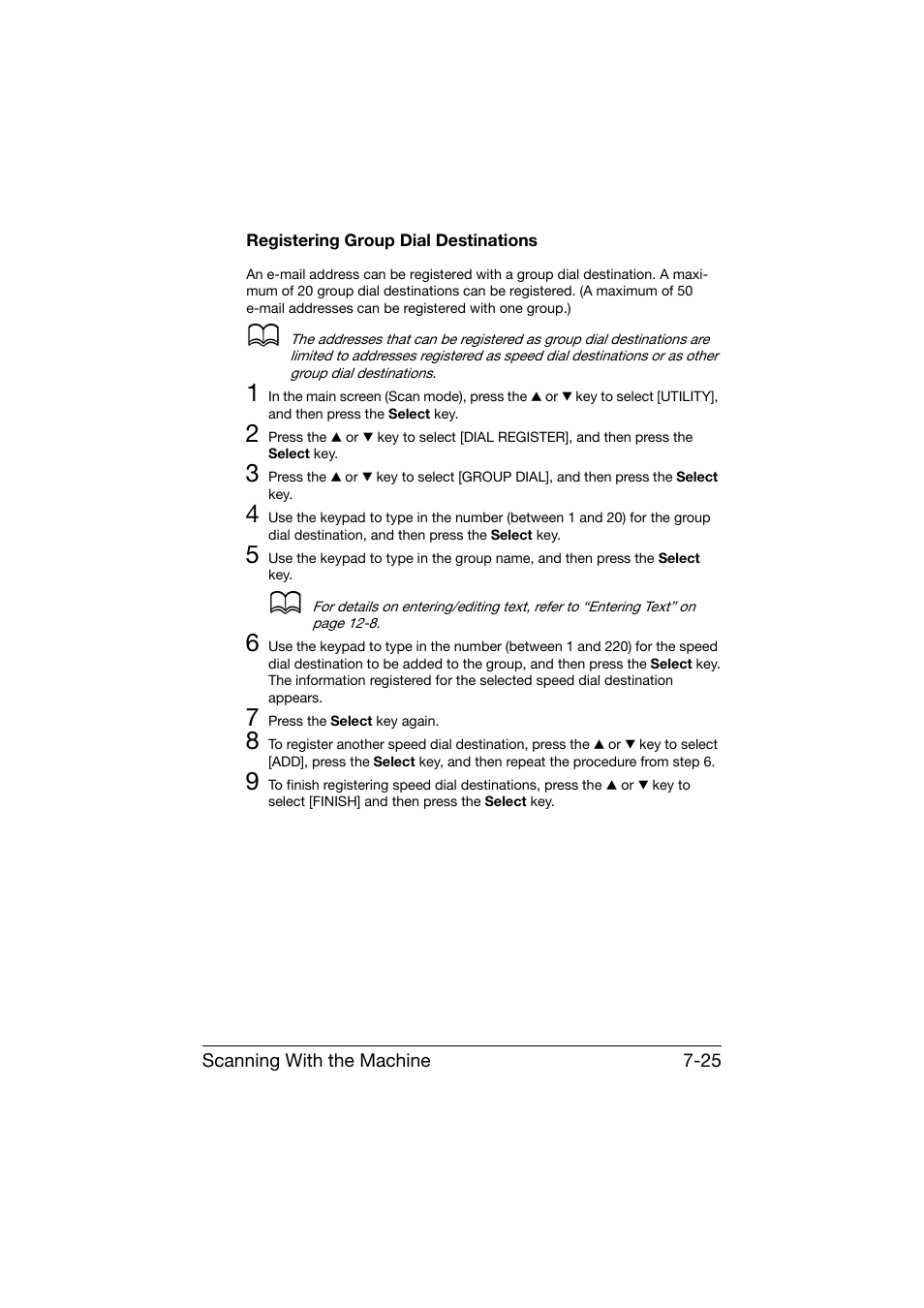 Registering group dial destinations, Registering group dial destinations -25 | Konica Minolta bizhub C25 User Manual | Page 204 / 341