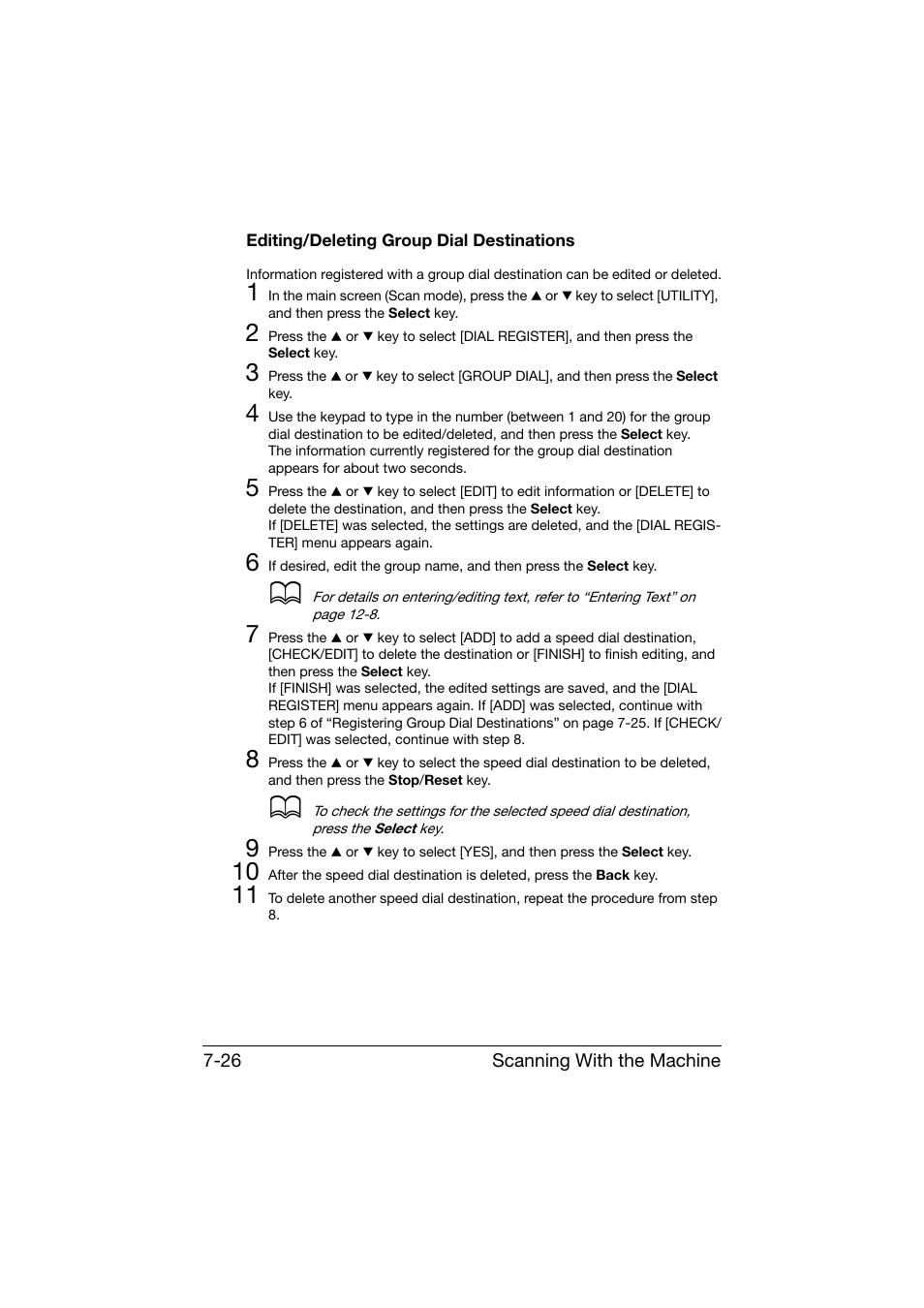 Editing/deleting group dial destinations, Editing/deleting group dial destinations -26 | Konica Minolta bizhub C25 User Manual | Page 205 / 341