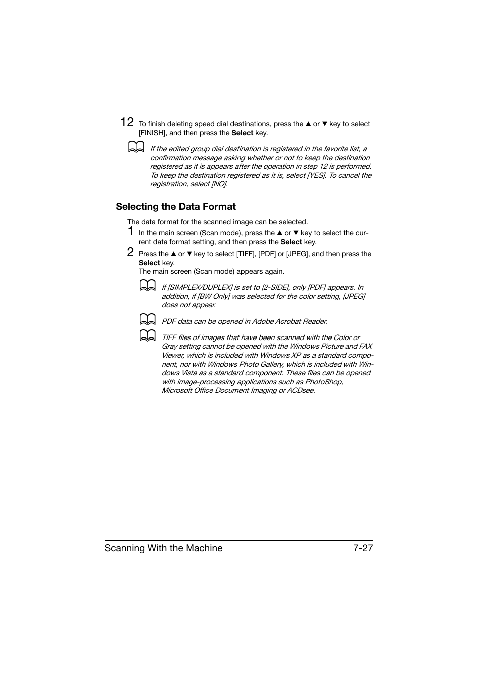 Selecting the data format, Selecting the data format -27 | Konica Minolta bizhub C25 User Manual | Page 206 / 341