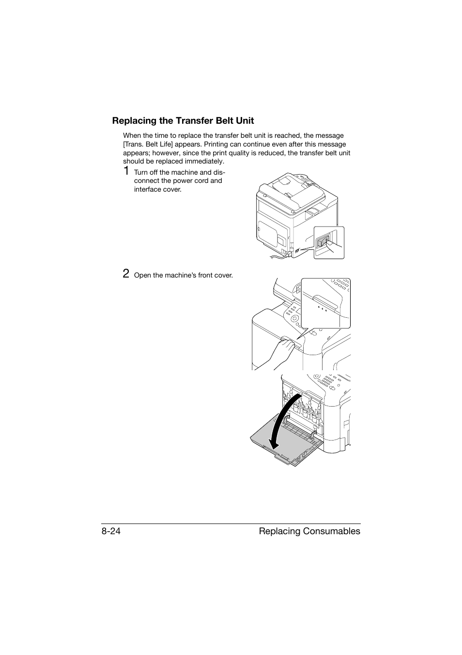 Replacing the transfer belt unit, Replacing the transfer belt unit -24 | Konica Minolta bizhub C25 User Manual | Page 235 / 341