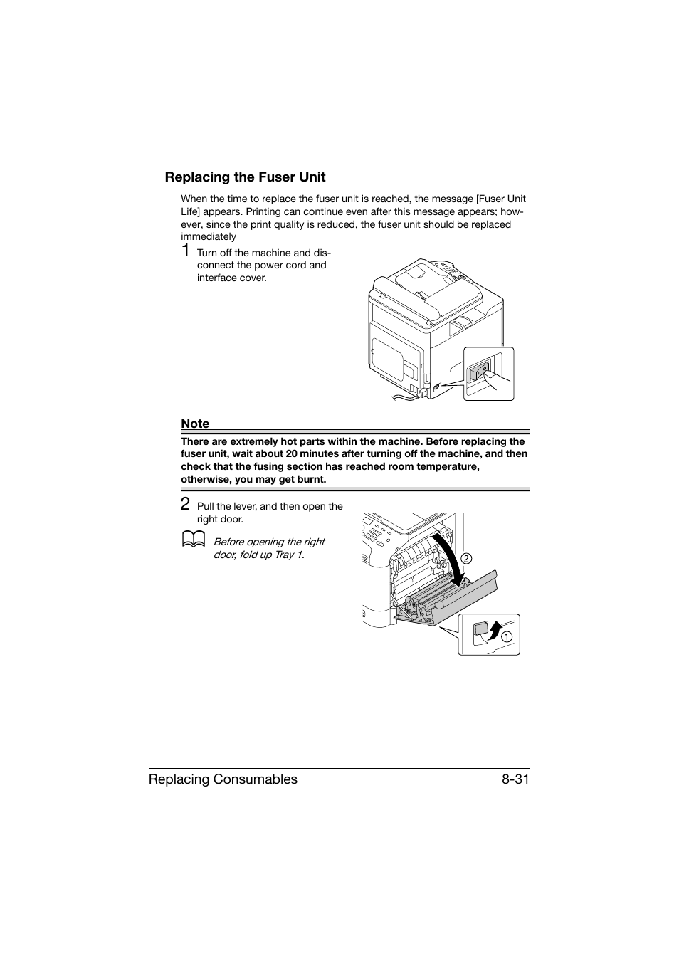 Replacing the fuser unit, Replacing the fuser unit -31 | Konica Minolta bizhub C25 User Manual | Page 242 / 341