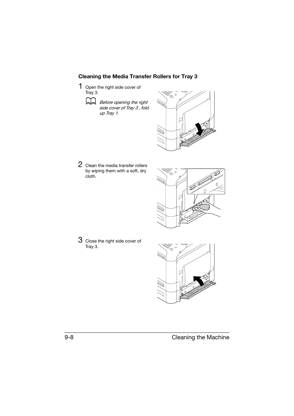 Cleaning the media transfer rollers for tray 3, Cleaning the media transfer rollers for tray 3 -8 | Konica Minolta bizhub C25 User Manual | Page 255 / 341