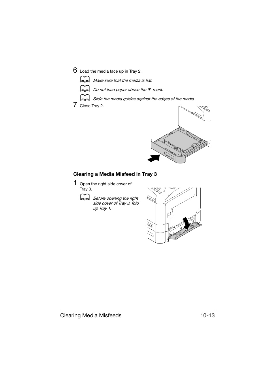 Clearing a media misfeed in tray 3, Clearing a media misfeed in tray 3 -13 | Konica Minolta bizhub C25 User Manual | Page 274 / 341