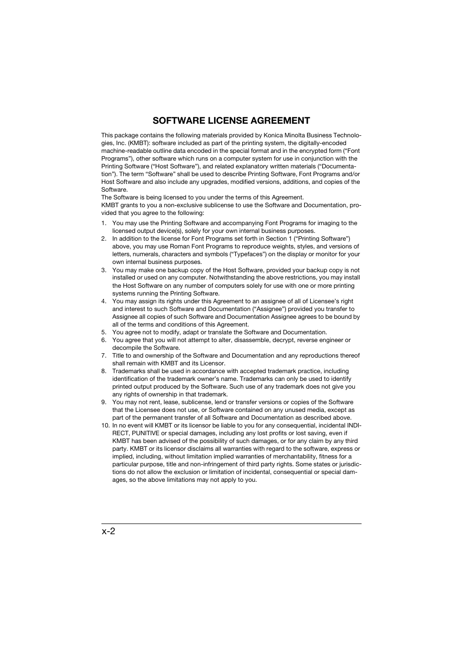 X-2 software license agreement | Konica Minolta bizhub C25 User Manual | Page 3 / 341