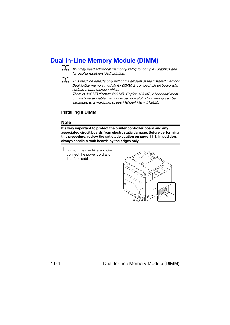 Dual in-line memory module (dimm), Installing a dimm, Dual in-line memory module (dimm) -4 | Installing a dimm -4 | Konica Minolta bizhub C25 User Manual | Page 313 / 341