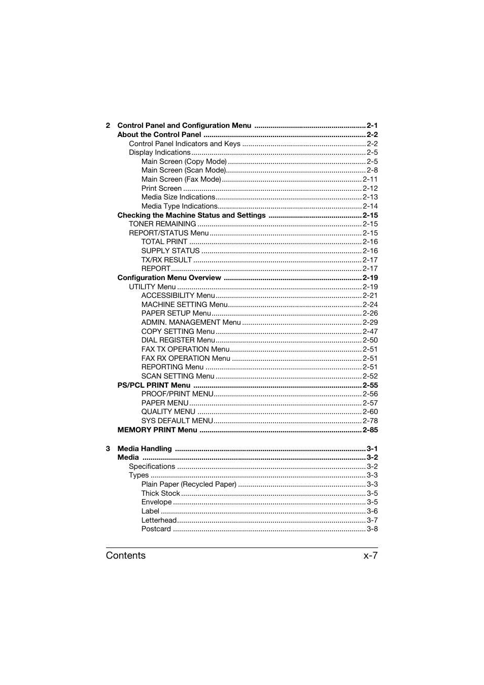 Contents x-7 | Konica Minolta bizhub C25 User Manual | Page 8 / 341