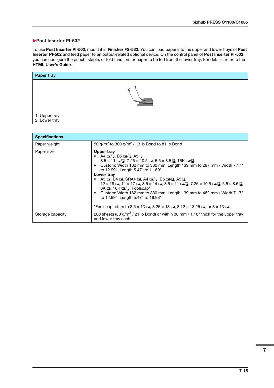 Post inserter pi-502, Post inserter pi-502 -15 | Konica Minolta IC-308 User Manual | Page 103 / 119