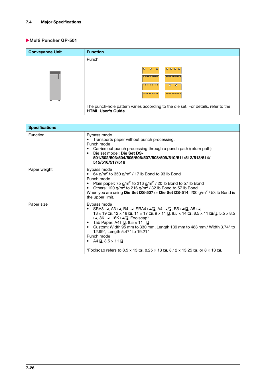 Multi puncher gp-501, Multi puncher gp-501 -26 | Konica Minolta IC-308 User Manual | Page 114 / 119