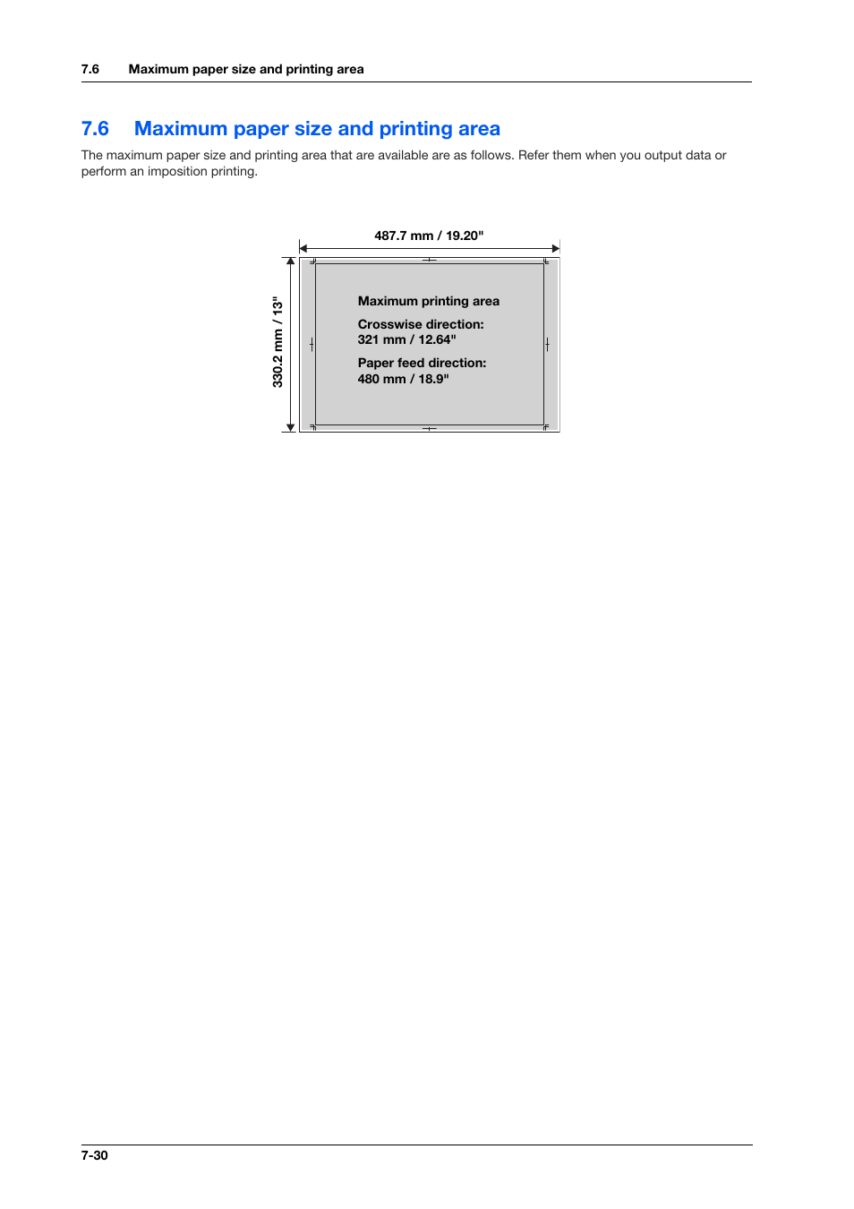 6 maximum paper size and printing area, Maximum paper size and printing area -30 | Konica Minolta IC-308 User Manual | Page 118 / 119