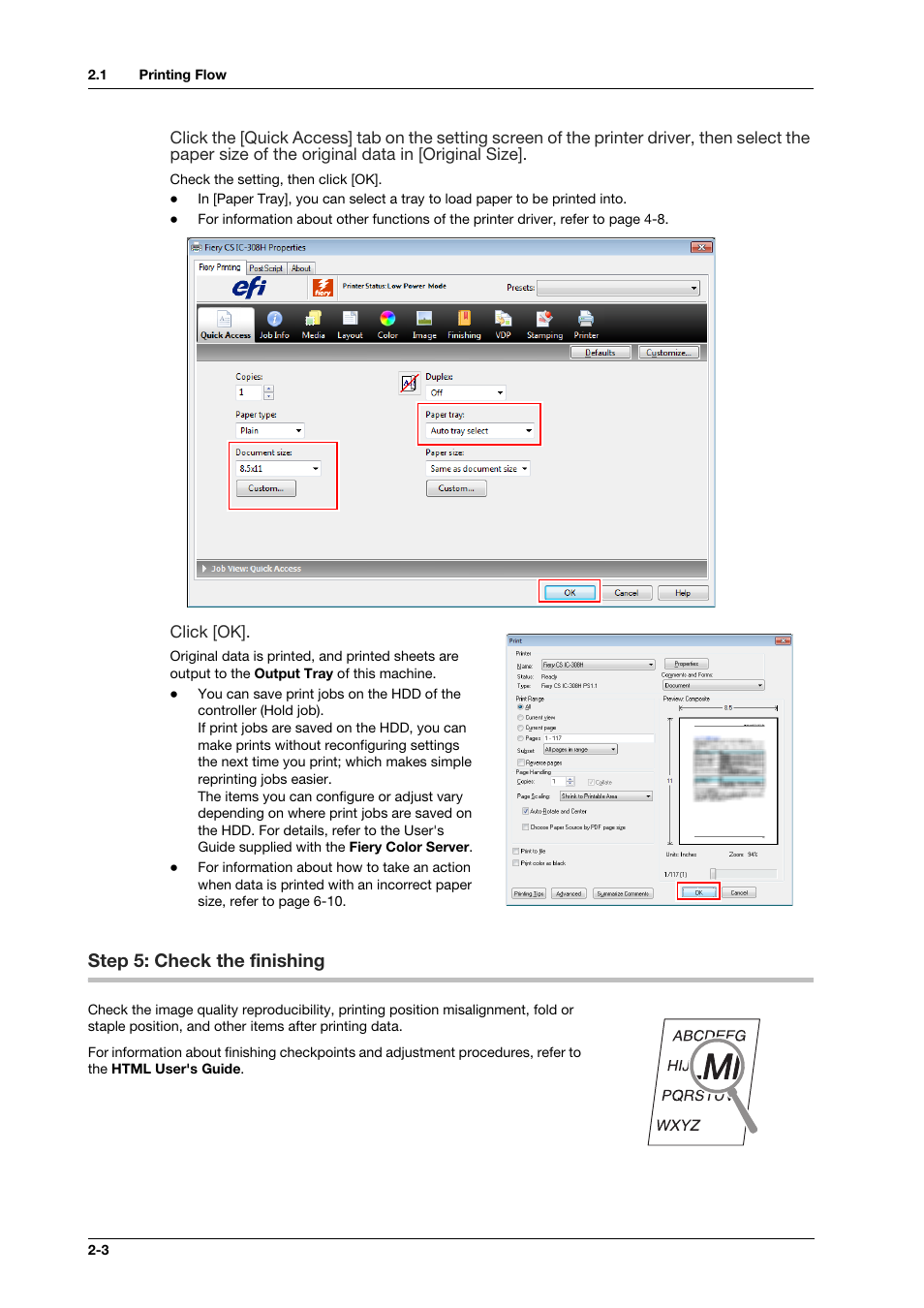 Step 5: check the finishing, Step 5: check the finishing -3 | Konica Minolta IC-308 User Manual | Page 22 / 119