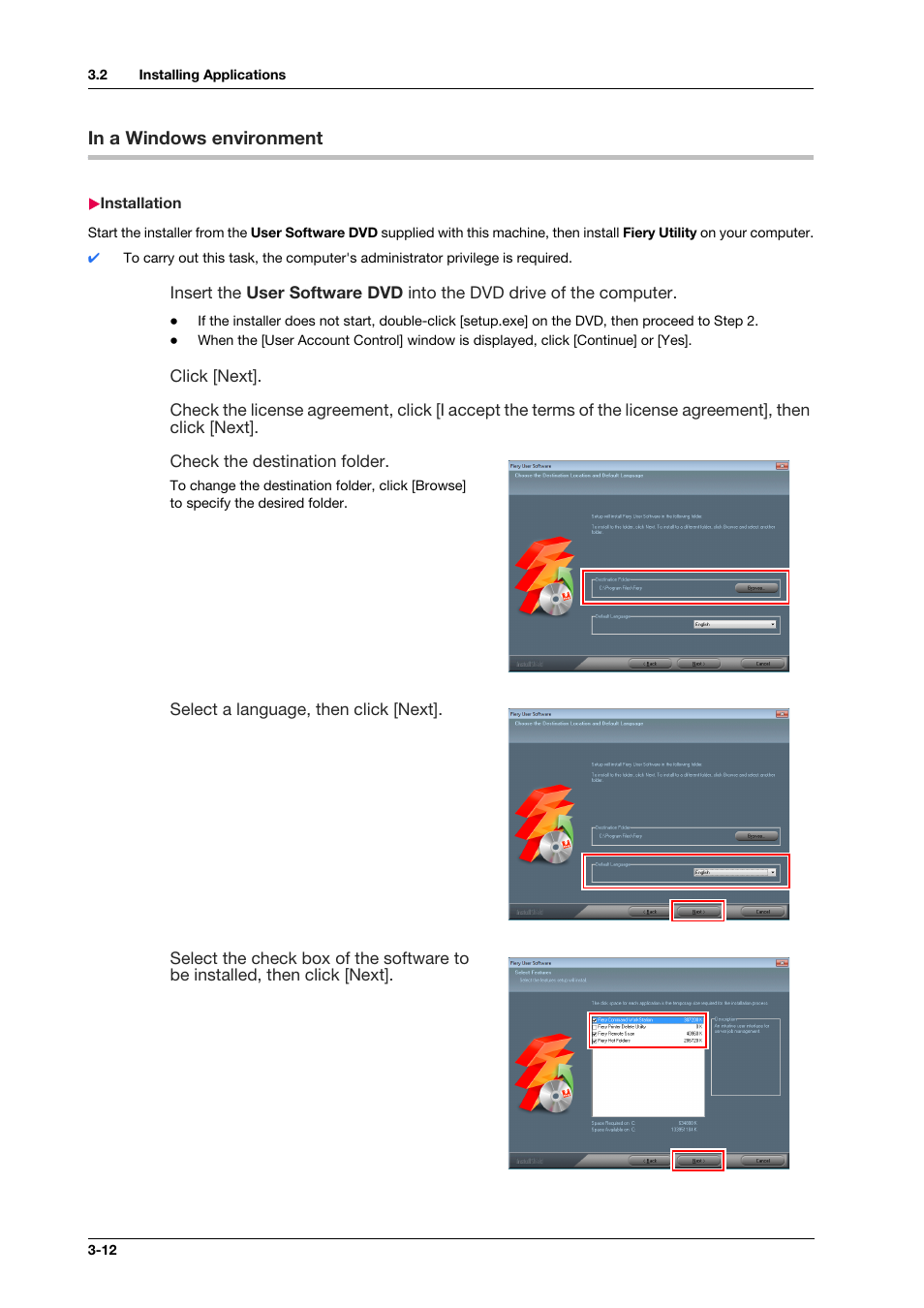 In a windows environment, Installation, In a windows environment -12 | Installation -12 | Konica Minolta IC-308 User Manual | Page 34 / 119