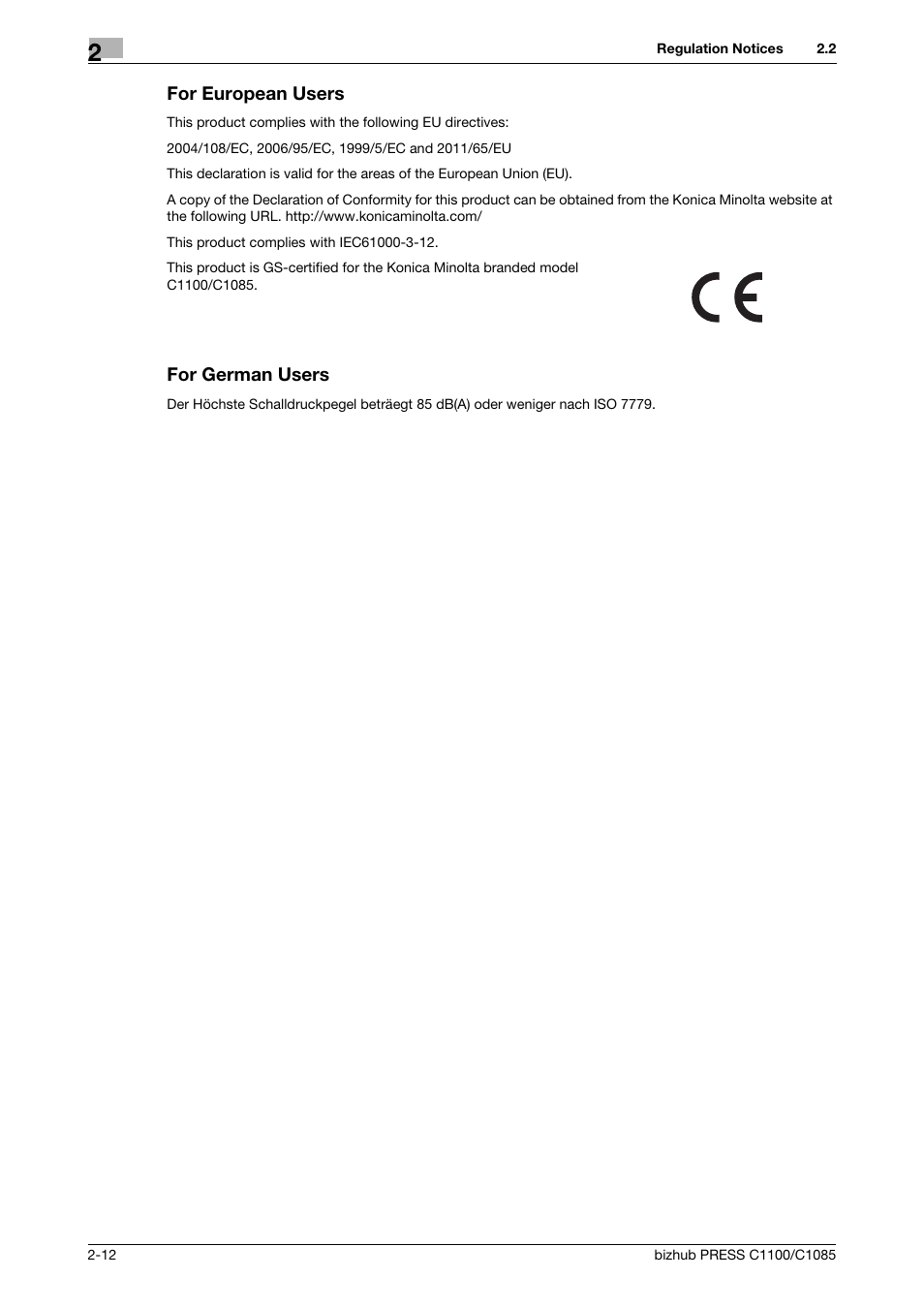 For european users, For german users | Konica Minolta bizhub PRESS C1085 User Manual | Page 20 / 48