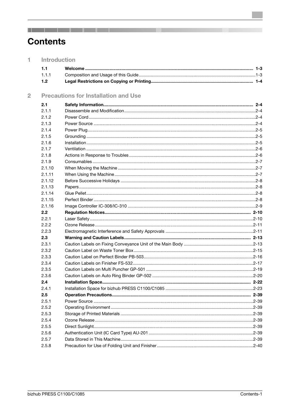 Konica Minolta bizhub PRESS C1085 User Manual | Page 3 / 48