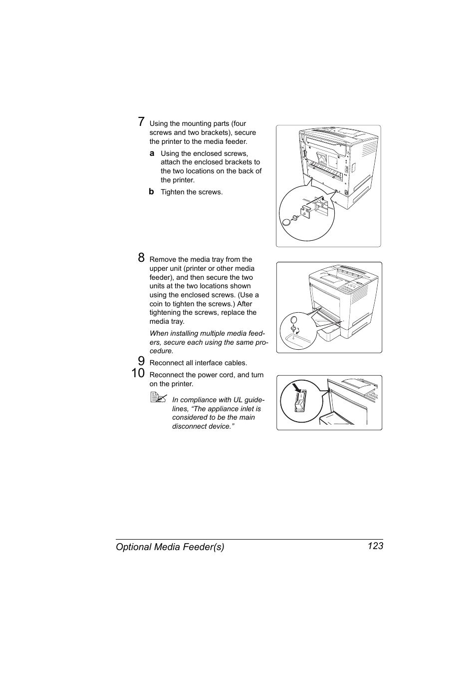 B tighten the screws, 9 reconnect all interface cables | Konica Minolta PAGEPRO 9100 User Manual | Page 129 / 178