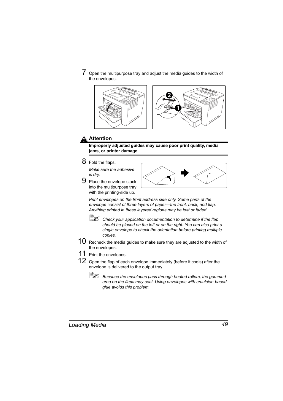 8 fold the flaps, 11 print the envelopes | Konica Minolta PAGEPRO 9100 User Manual | Page 55 / 178