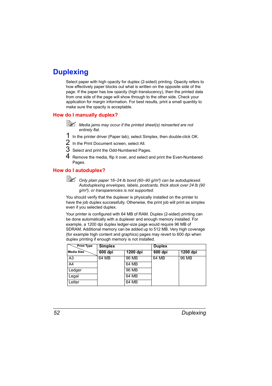 Duplexing, How do i manually duplex, 2 in the print document screen, select all | How do i autoduplex, Duplexing 52 | Konica Minolta PAGEPRO 9100 User Manual | Page 58 / 178