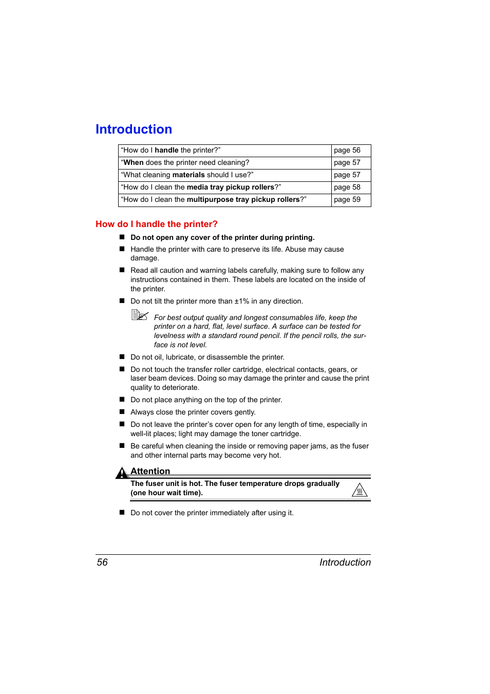 Introduction, How do i handle the printer, Introduction 56 | Konica Minolta PAGEPRO 9100 User Manual | Page 62 / 178