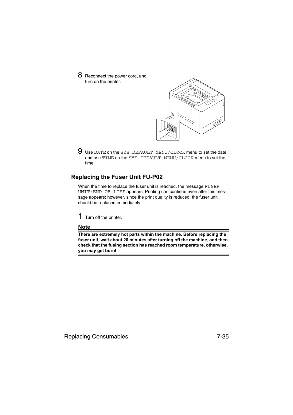 Replacing the fuser unit fu-p02, Replacing the fuser unit fu-p02 -35 | Konica Minolta magicolor 4750EN-4750DN User Manual | Page 188 / 280