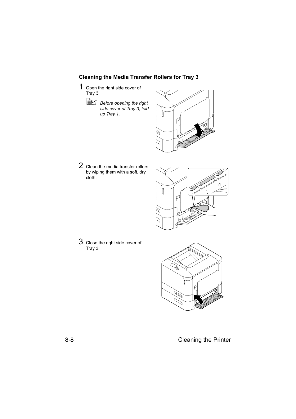 Cleaning the media transfer rollers for tray 3, Cleaning the media transfer rollers for tray 3 -8 | Konica Minolta magicolor 4750EN-4750DN User Manual | Page 201 / 280