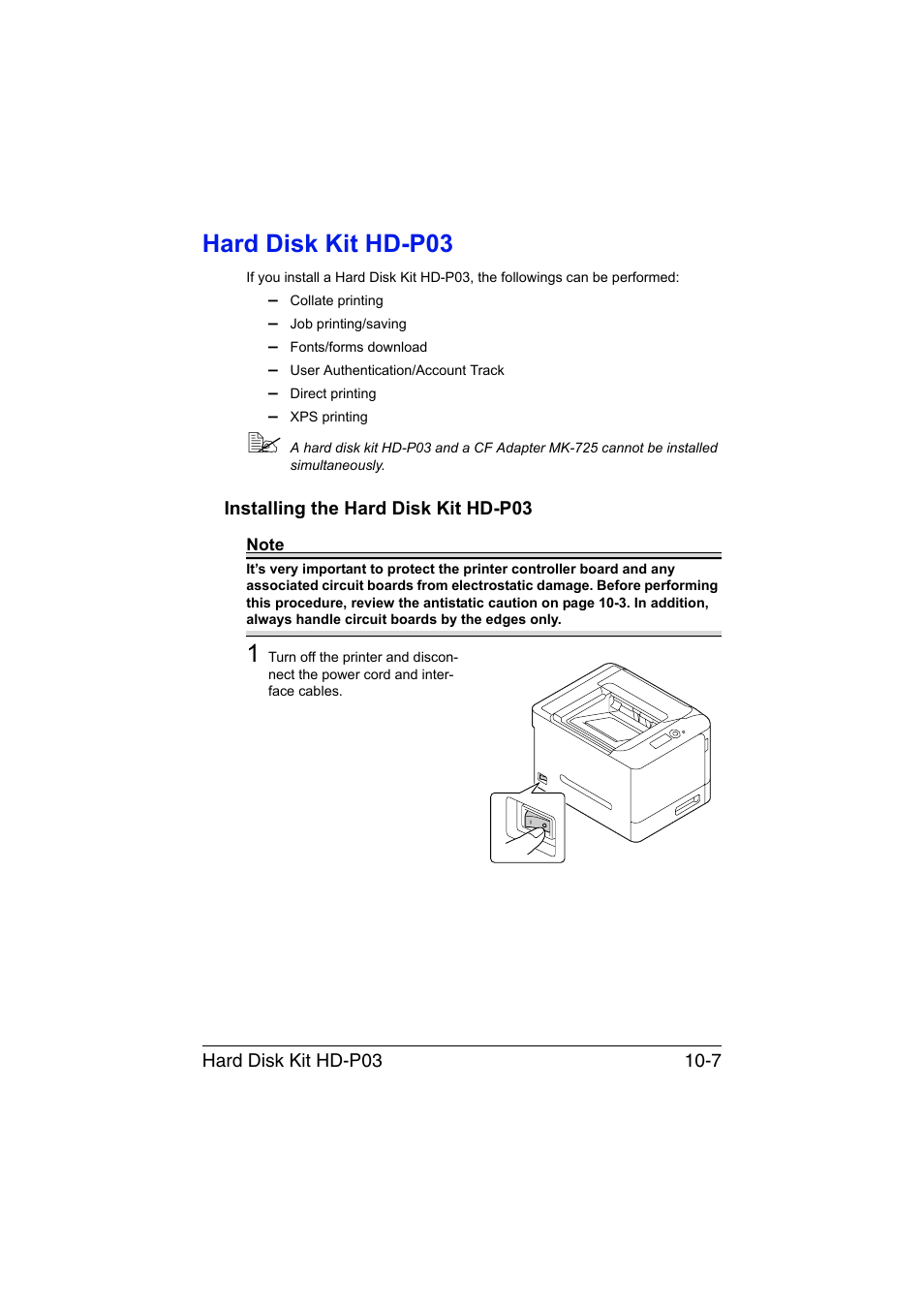 Hard disk kit hd-p03, Installing the hard disk kit hd-p03, Hard disk kit hd-p03 -7 | Installing the hard disk kit hd-p03 -7 | Konica Minolta magicolor 4750EN-4750DN User Manual | Page 260 / 280