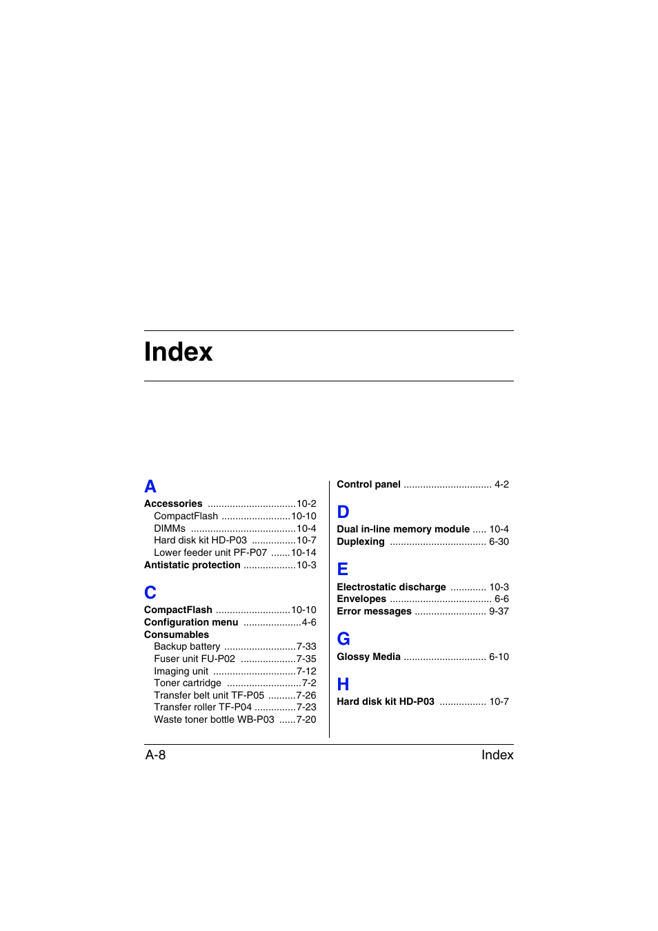 Index | Konica Minolta magicolor 4750EN-4750DN User Manual | Page 279 / 280
