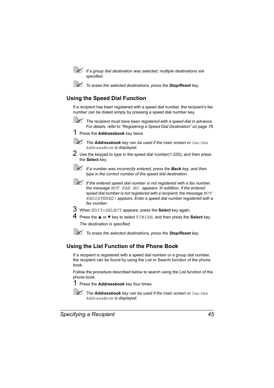 Using the speed dial function, Using the list function of the phone book | Konica Minolta MAGICOLOR 4695MF User Manual | Page 51 / 110