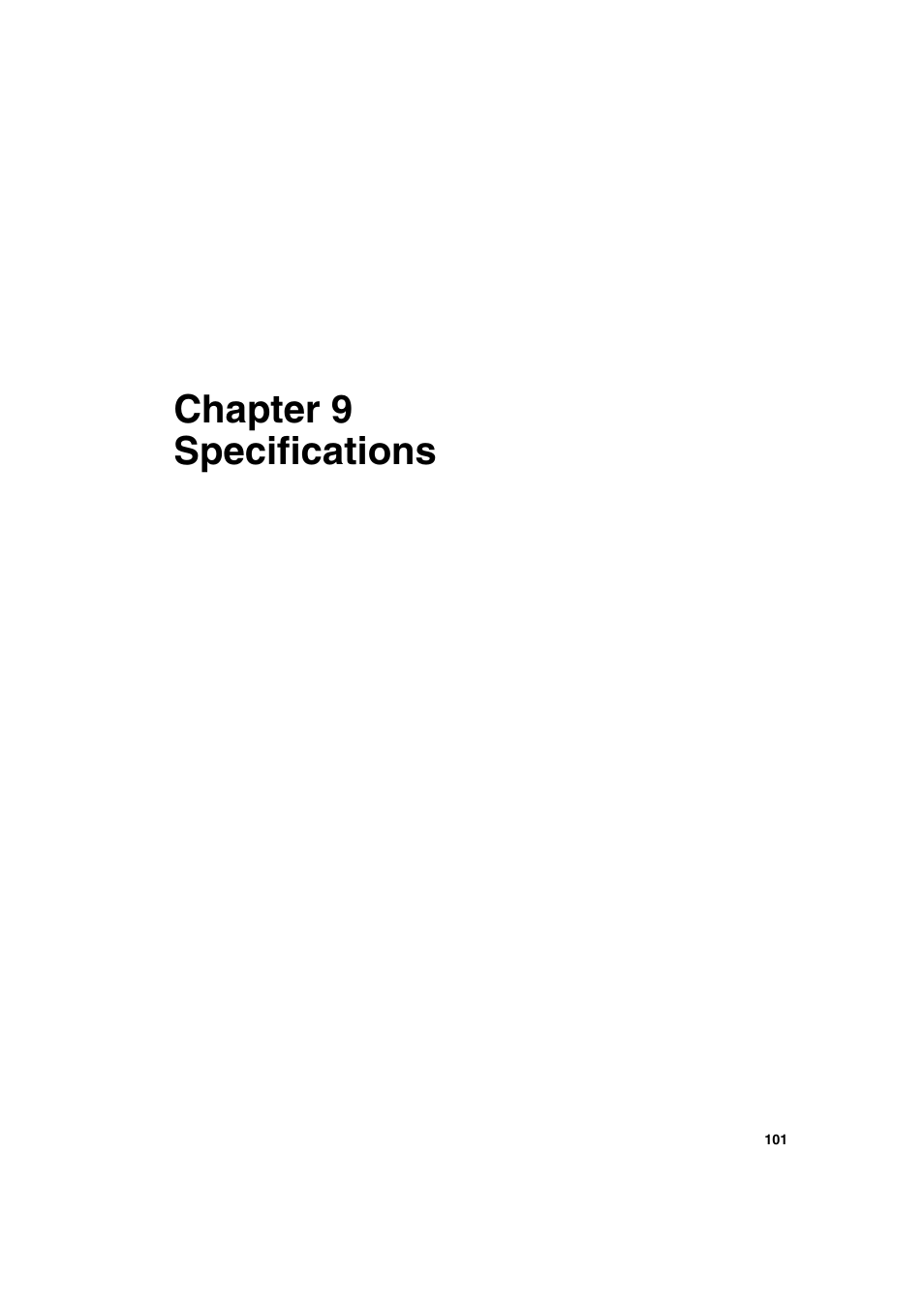 Chapter 9 specifications, Chapter 9, Specifications | Konica Minolta bizhub PRO 2500P User Manual | Page 101 / 108