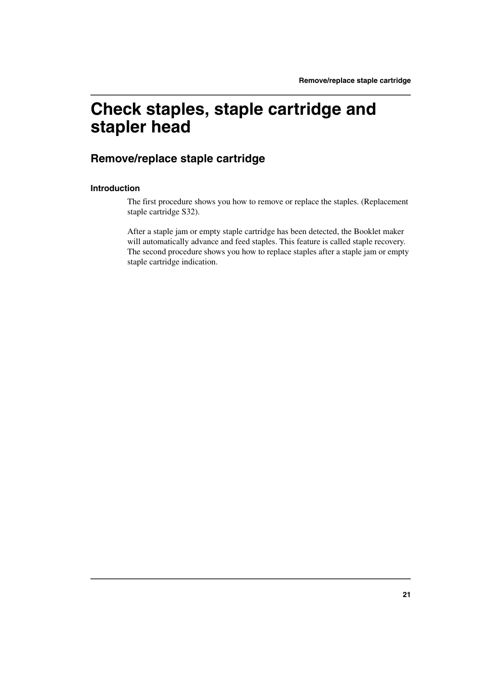 Check staples, staple cartridge and stapler head, Remove/replace staple cartridge | Konica Minolta bizhub PRO 2500P User Manual | Page 21 / 108