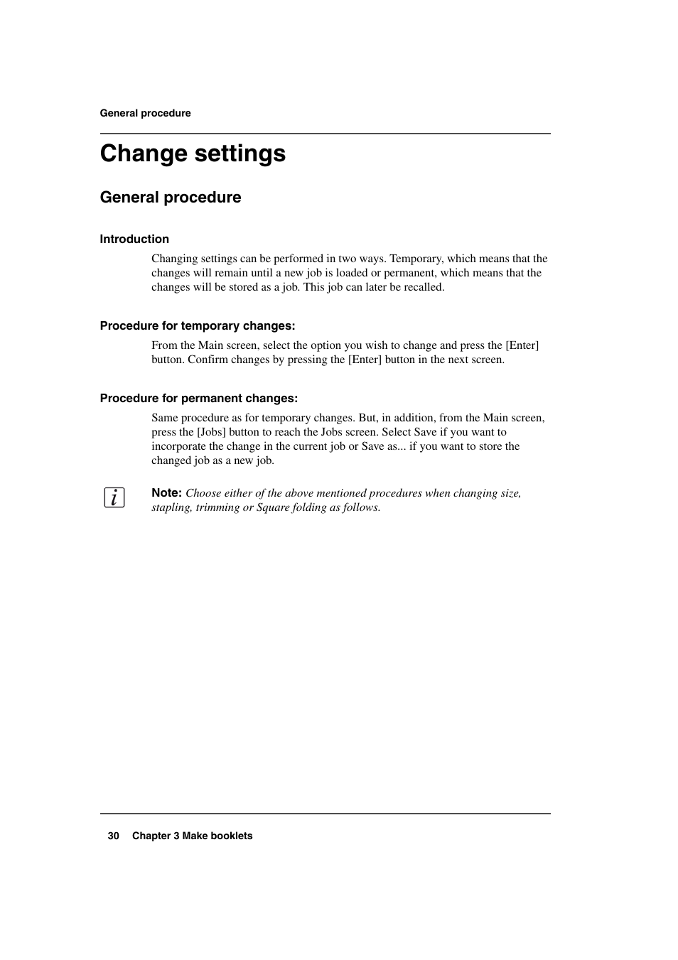 Change settings, General procedure | Konica Minolta bizhub PRO 2500P User Manual | Page 30 / 108