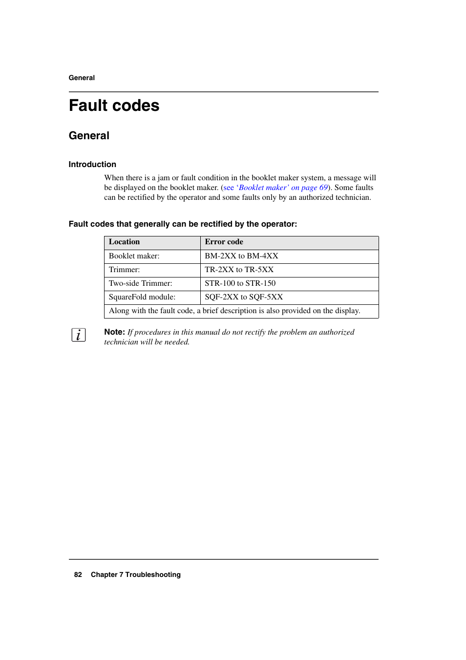 Fault codes, General | Konica Minolta bizhub PRO 2500P User Manual | Page 82 / 108