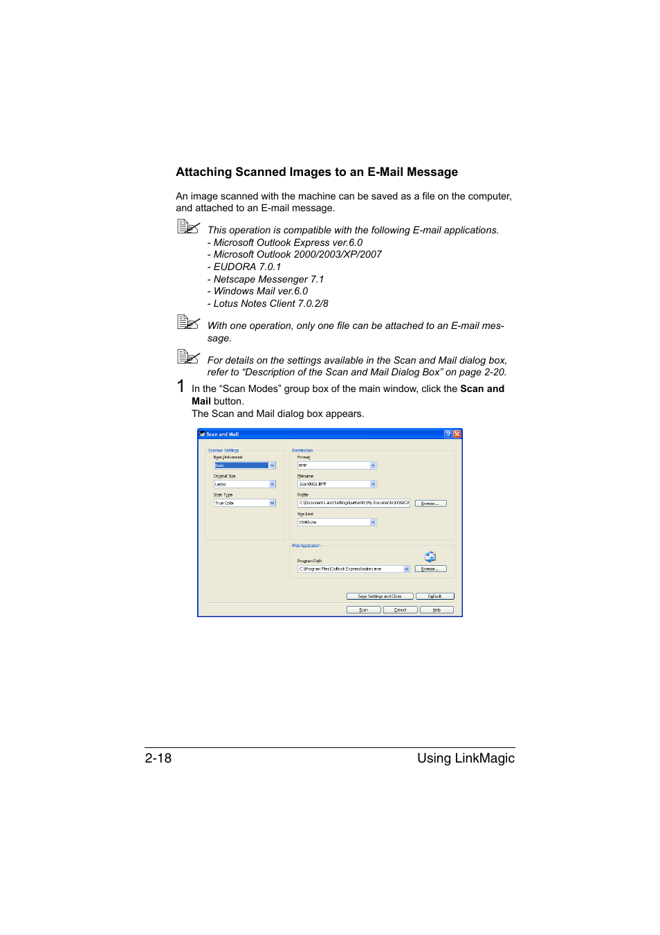 Attaching scanned images to an e-mail message, Attaching scanned images to an e-mail message -18 | Konica Minolta magicolor 1680MF User Manual | Page 101 / 121