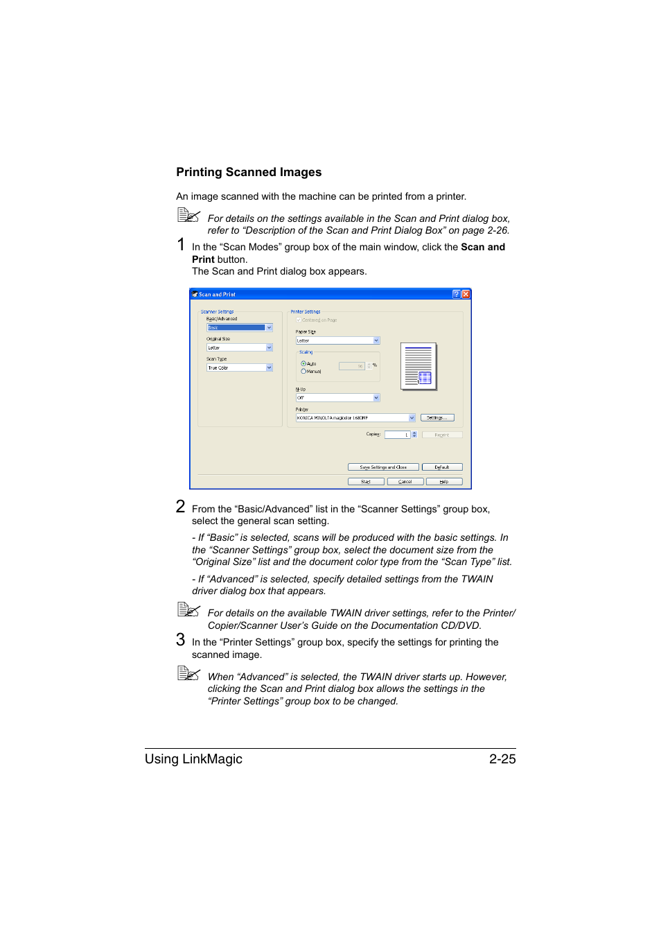 Printing scanned images, Printing scanned images -25 | Konica Minolta magicolor 1680MF User Manual | Page 108 / 121