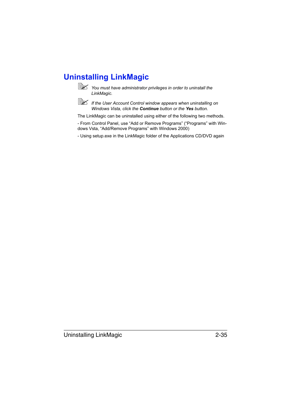 Uninstalling linkmagic, Uninstalling linkmagic -35 | Konica Minolta magicolor 1680MF User Manual | Page 118 / 121