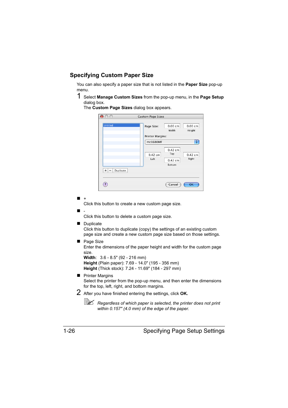 Specifying custom paper size, Specifying custom paper size -26 | Konica Minolta magicolor 1680MF User Manual | Page 33 / 121