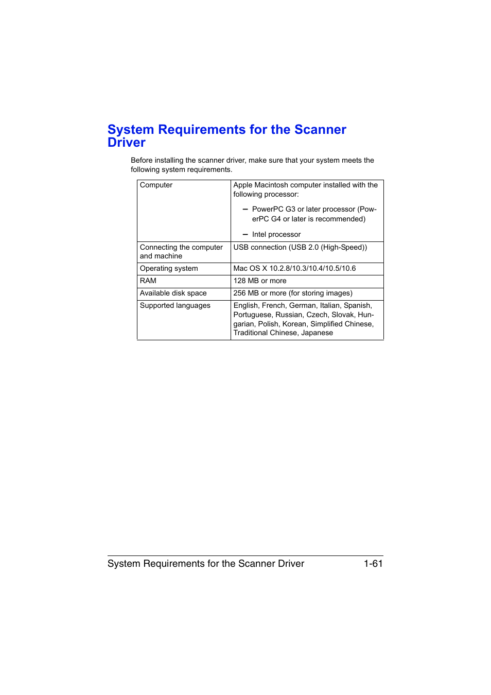 System requirements for the scanner driver, System requirements for the scanner driver -61 | Konica Minolta magicolor 1680MF User Manual | Page 68 / 121