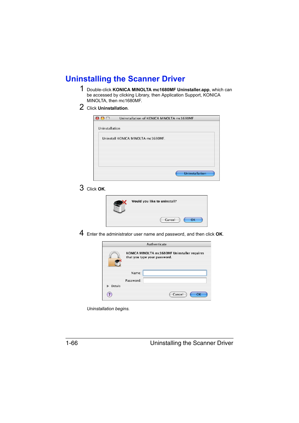 Uninstalling the scanner driver, Uninstalling the scanner driver -66, Uninstalling the scanner driver 1 | Konica Minolta magicolor 1680MF User Manual | Page 73 / 121