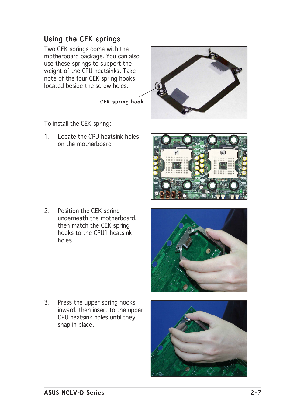 Using the cek springs | Asus NCLV-D User Manual | Page 27 / 104