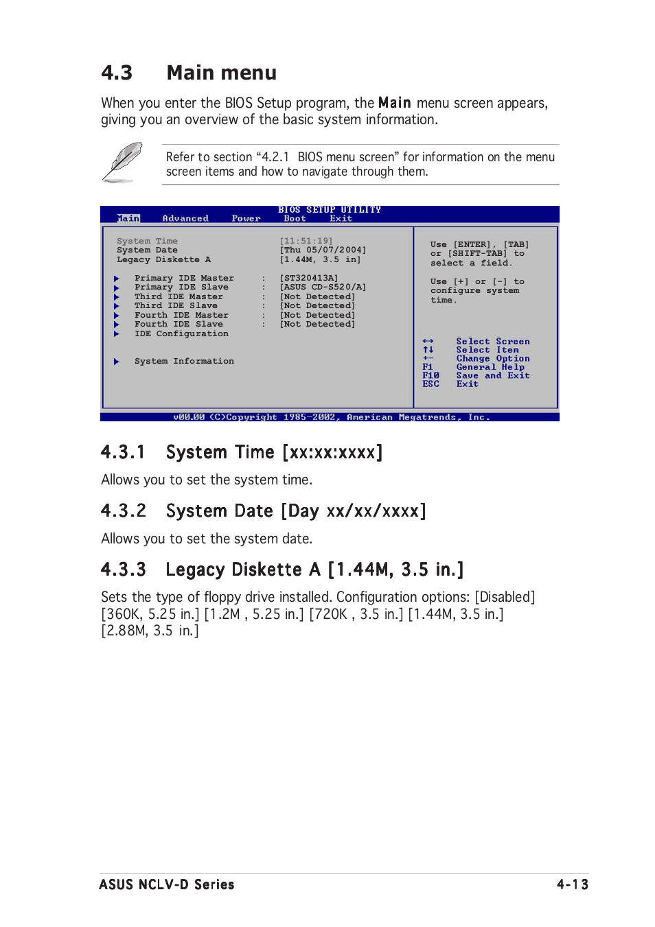 3 main menu | Asus NCLV-D User Manual | Page 79 / 104