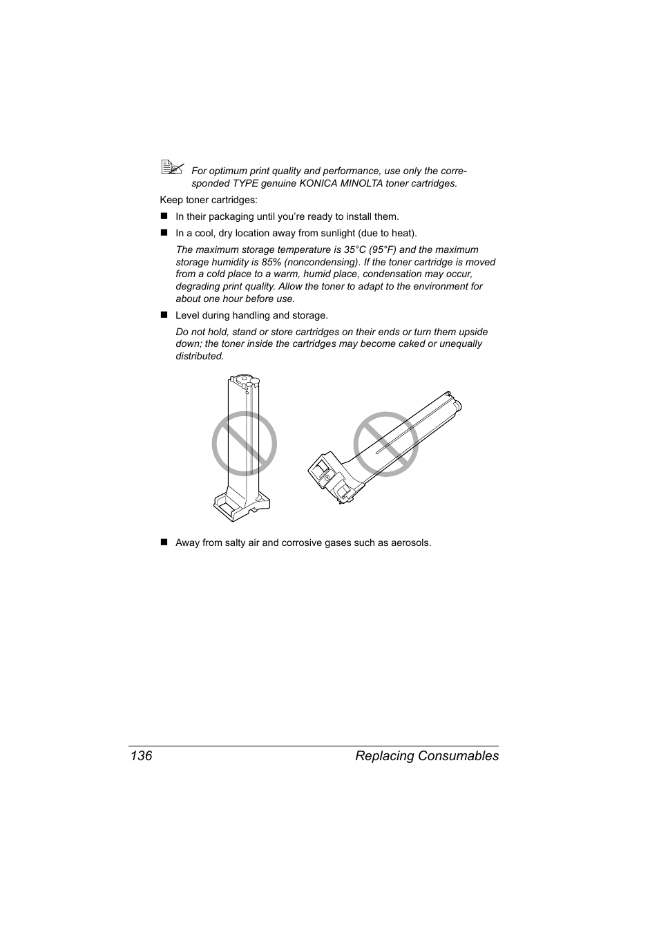 Replacing consumables 136 | Konica Minolta magicolor 5570 User Manual | Page 150 / 284