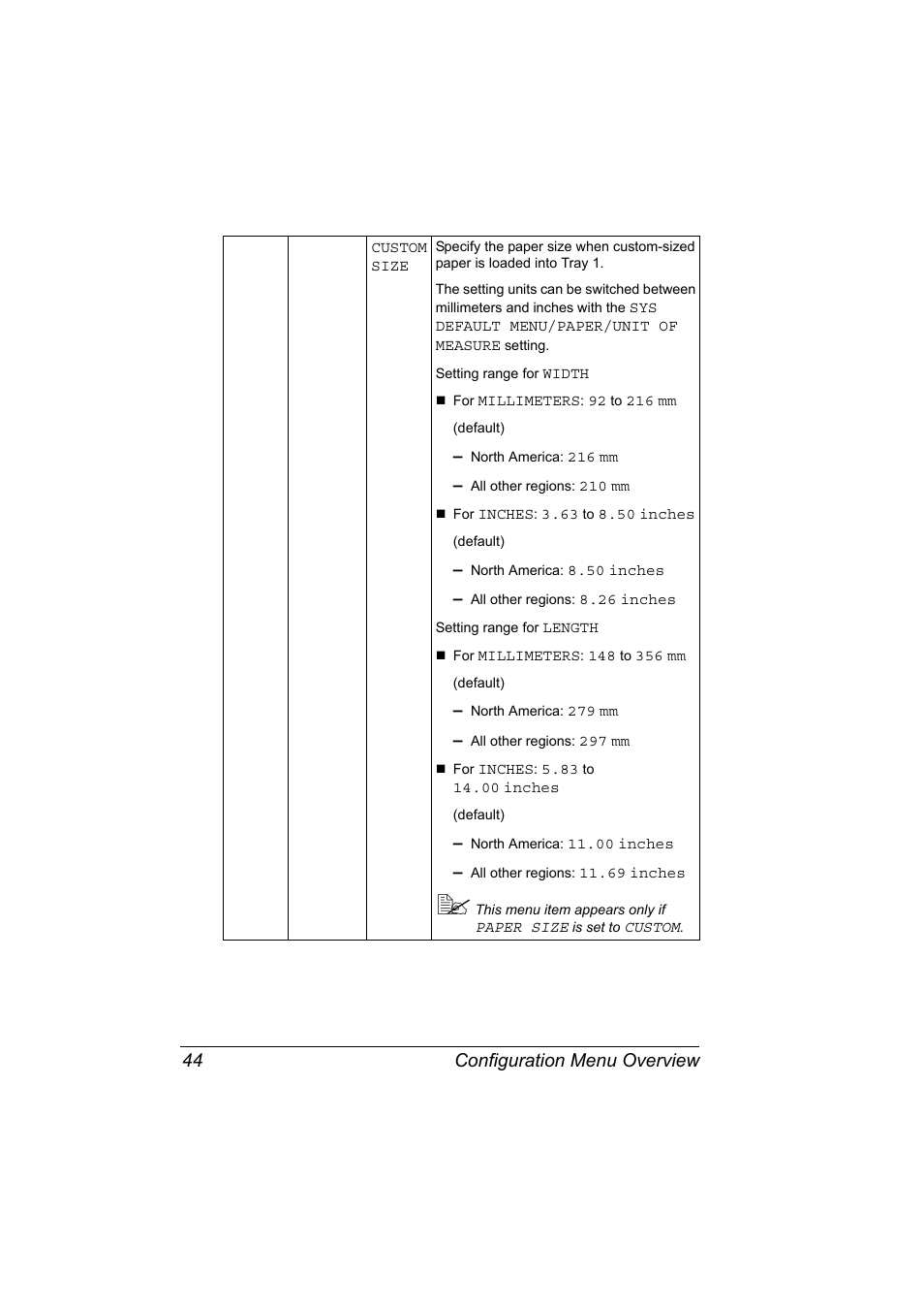 Configuration menu overview 44 | Konica Minolta magicolor 5570 User Manual | Page 58 / 284