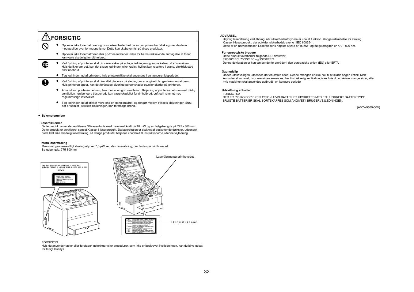 Forsigtig | Konica Minolta Magicolor 2550DN User Manual | Page 31 / 48