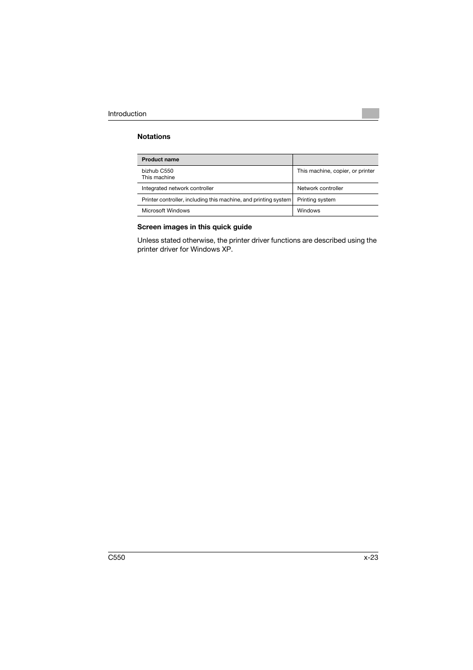 Notations, Screen images in this quick guide | Konica Minolta bizhub C550 User Manual | Page 24 / 102