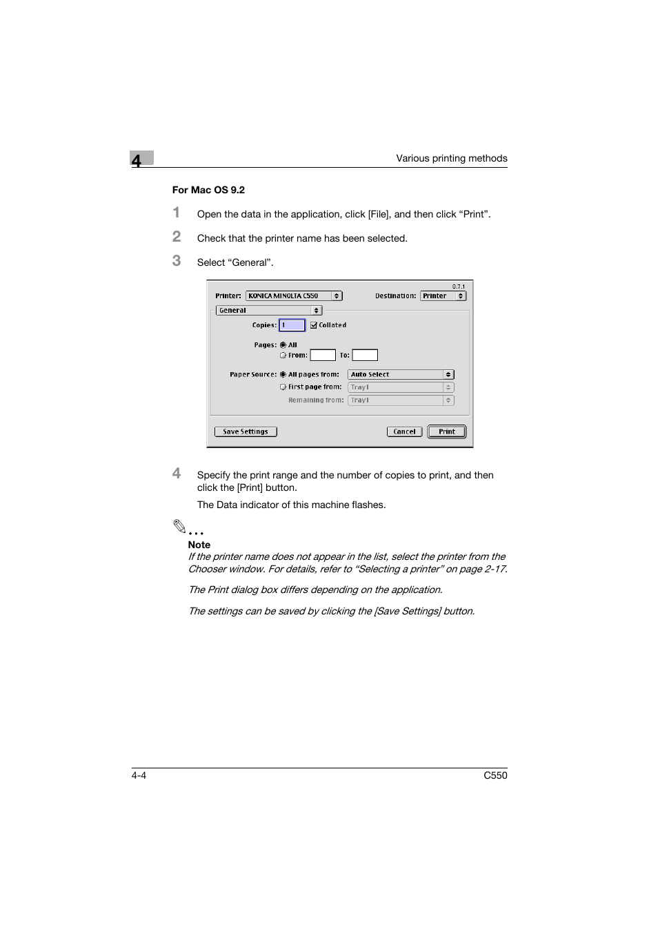 For mac os 9.2, For mac os 9.2 -4 | Konica Minolta bizhub C550 User Manual | Page 65 / 102